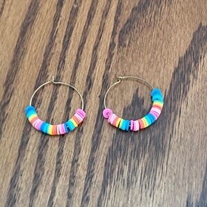 Colorful Rainbow Bead Hoop Earrings